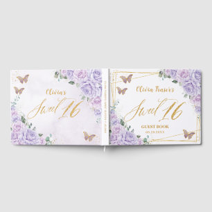 Livre D'or Papillons floraux de lilas violet Douze ans 16