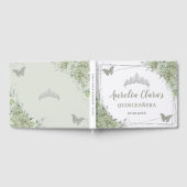 Livre D'or Papillons floraux vert Sage Silver Quinceañera (Complet)