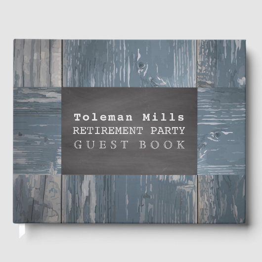 Livre D'or Partie de retraite | Bois rustique Chalkboard (Recto)