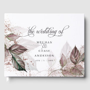 Livre D'or Parties scintillant d'aquarelle moderne Foliage Ba