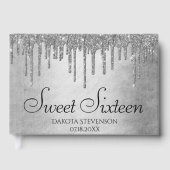 Livre D'or Parties scintillant d'argent de dépôt | Sweet sixt (Recto)