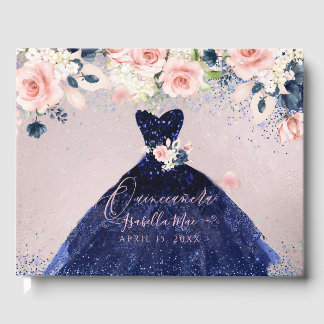 Livre D'or Parties scintillant de la Marine Quinceanera Gown