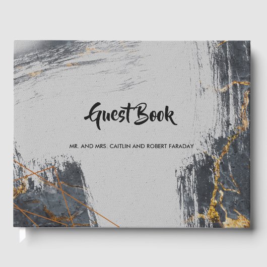 Livre D'or Parties scintillant de marbre géométrique (Recto)