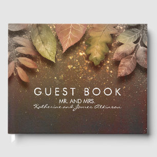 Livre D'or Parties scintillant d'or Leaves de chute mariage v