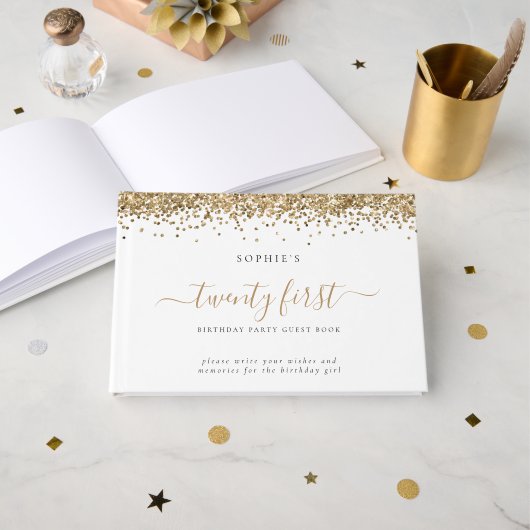 Livre D'or Parties scintillant d'or Vingt-et-unième fête d'an (Recto ouvert)