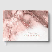 Livre D'or Parties scintillant en marbre Mariage Rose Gold ID (Recto)