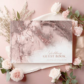 Livre D'or Parties scintillant en marbre Mariage Rose Gold ID