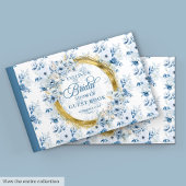Livre D'or Parties scintillant en or bleu poudre Boho Fleurs