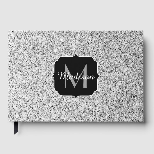 Livre D'or Parties scintillant gris argent scintille Monogram (Recto)