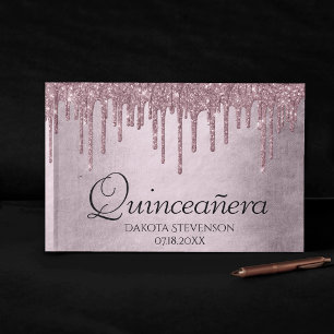 Livre D'or Parties scintillant Mauve de dérive Dusty Pink Q