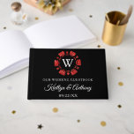 Livre D'or Parties scintillant rouge Monogram Poker Chip Casi<br><div class="desc">Célébrez dans le style avec ce livre d'hôtes mariage moderne et très tendance. Le design est facile à personnaliser avec vos noms et date mariage et vos invités seront ravis de voir ce fabuleux livre d'or. Les éléments mariages correspondants se trouvent dans la collection.</div>