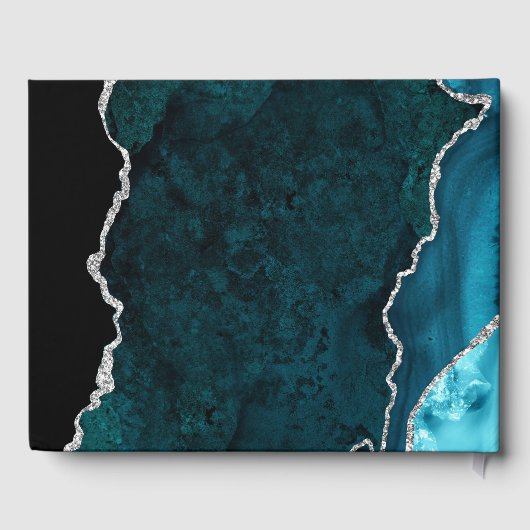 Livre D'or Parties scintillant turquoise et argent Agate Mari (Verso)