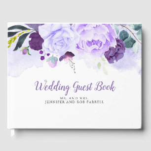 Livre D'or Parties scintillant violet et argenté Mariage flor