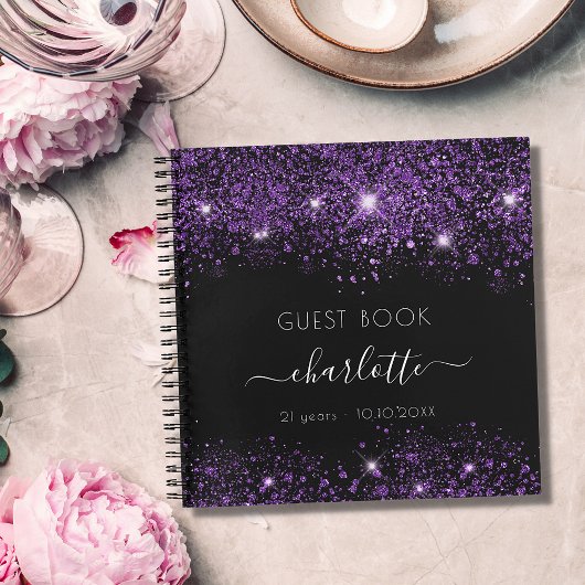 Livre d'or parties scintillant violet noir