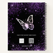 Livre d'or parties scintillant violet noir papillo (Dos)