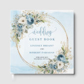 Livre D'or Pastel Blue Flowers Eucalyptus Gold Wedding Book (Recto)