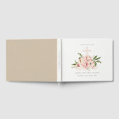 Livre D'or Pastel Doux Peach Rose Floral Cross Bunch Baptême (Complet)