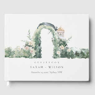 Livre D'or Pastel Floral Green Garden Arch Mariage botanique