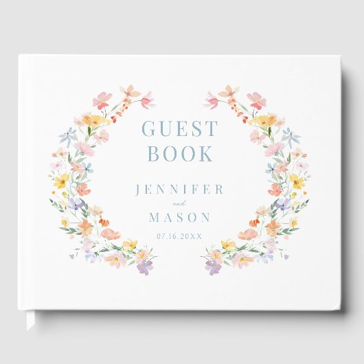 Livre D'or Pastel Meadow Wildflower Gift Wedding Guest Book (Recto)