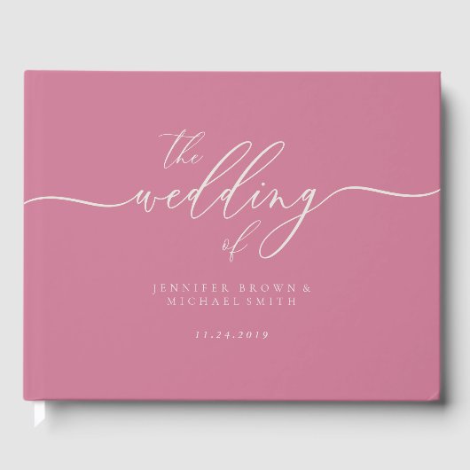 Livre D'or Pastel Pink Elegant Wedding Calligraphy (Recto)