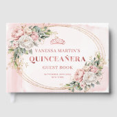 Livre D'or Pastel Pink Flowers Greenery 15th Birthday Book (Recto)