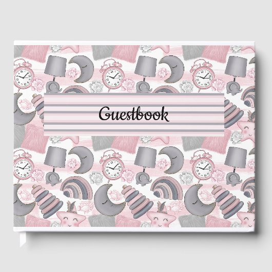 LIVRE D'OR PASTEL ROSE GRAY BLANC BÉBÉ OBJETS DE FILLE (Recto)
