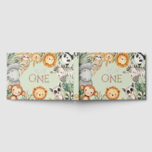 Livre D'or Pastel Tropical Wild One Jungle Safari Animaux