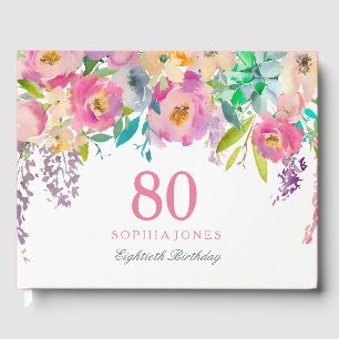 Livre D'or Pastel Watercolor Flowers 80e anniversaire