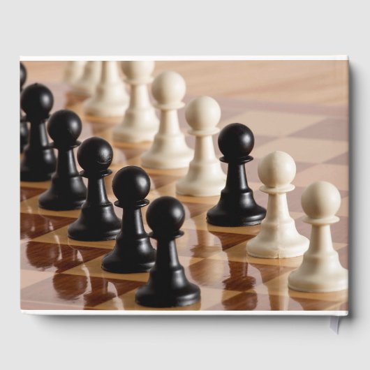 Livre D'or Pawns on Chess Board Date de l'événement à Spine (Verso)