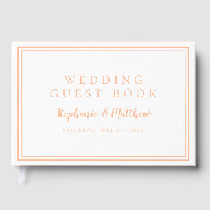 Livre D'or Peach Blanc Simple Minimaliste Mariage Moderne Chi