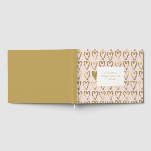 Livre D'or Peach rose et Gold Hearts Mariage (Complet)