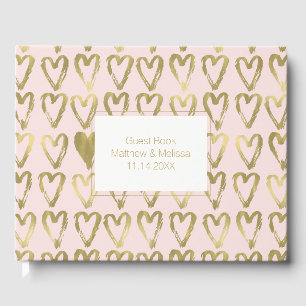 Livre D'or Peach rose et Gold Hearts Mariage