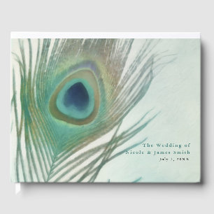 Livre D'or Peacock Feather Boho Chic Watercolor Mariage