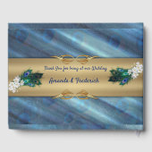 Livre D'or Peacocks bleu-vert métallique sur soie vert émerau (Verso)