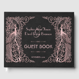 Livre D'or Peacocks rose Gold Art Déco Mariage noir
