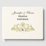 Livre D'or Peacocks vintages Monogram Faux Gold Ivory BG<br><div class="desc">Peacocks vintages avec Monogramme - Couleur Arrière - plan ivoire Invitations personnalisables et accessoires avec une image stylisée vintage d'un Peacocks avec Monogramme. Vous pouvez facilement modifier ces produits en ajoutant des champs de texte, en supprimant des champs de texte existants, en modifiant des images de conception ou en ajoutant...</div>