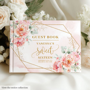 Livre D'or Peonies minimalistes en or rose clair Sweet sixtee
