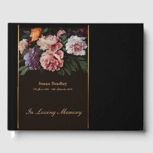 Livre D'or Peonies Peinture Memorial Funeral Guest Book 2