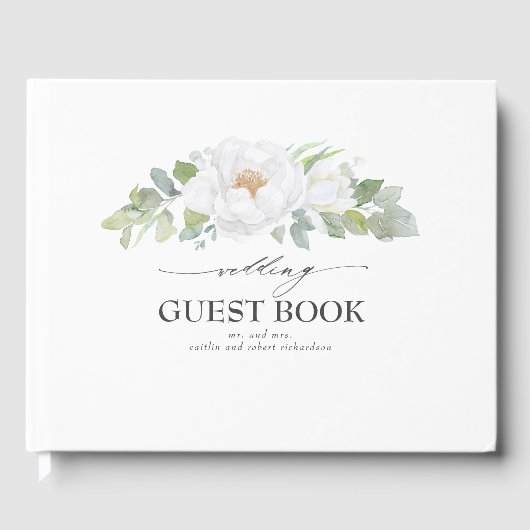 Livre D'or Peony blanc Mariage de verdure Florale (Recto)