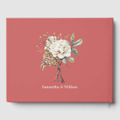 Livre D'or Peony moderne et Hydrangea Coral Mariage rose (Verso)
