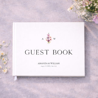 Livre D'or Personalized Floral Wedding Guest Book