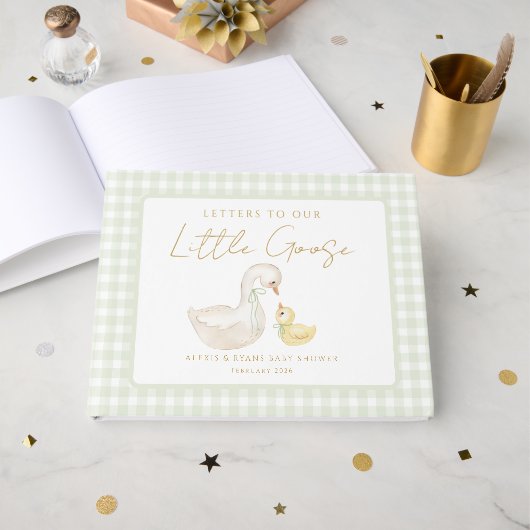 Livre D'or Personalized Silly Goose Bear Baby Shower (Recto ouvert)