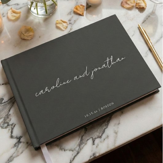 Livre D'or Personalized Wedding Name Elegant Black Script