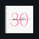Livre d'or personnalisé Pink 30th Birthday<br><div class="desc">Carnet carré minimaliste rose 30 blanc qui peut être utilisé comme livre d'or pour son trentième anniversaire spécial. Avec une certaine personnalisation,  vous pourrez dégrouper les nombres pour correspondre à un autre anniversaire d'étape. Créez votre propre nom de fille et votre carnet d'anniversaire.</div>