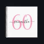 Livre d'or personnalisé Pink 60th Birthday<br><div class="desc">Carnet minimaliste rose 60 blanc carré qui peut être utilisé comme livre d'or sur son soixantième anniversaire spécial. Avec une certaine personnalisation,  vous pourrez dégrouper les nombres pour correspondre à un autre anniversaire d'étape. Créez votre propre nom de fille et votre carnet d'anniversaire.</div>