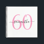 Livre d'or personnalisé Pink 60th Birthday<br><div class="desc">Carnet minimaliste rose 60 blanc carré qui peut être utilisé comme livre d'or sur son soixantième anniversaire spécial. Avec une certaine personnalisation,  vous pourrez dégrouper les nombres pour correspondre à un autre anniversaire d'étape. Créez votre propre nom de fille et votre carnet d'anniversaire.</div>