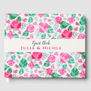 Livre D'or Pétales de rose vert rose Fleurs Jardin Mariage