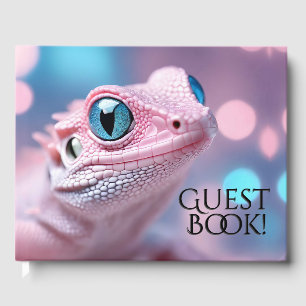 Livre D'or Petit Lézard rose avec Big Blue Eyes Date Info