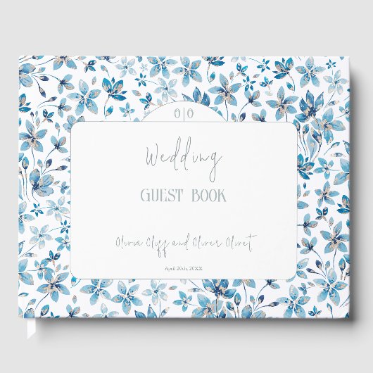 Livre D'or Petit Mariage de fleurs bleues (Recto)