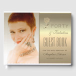 Livre D'or Photo 40th Birthday Gold<br><div class="desc">Fleur rose de luxe,  élégante,  dessinée à la main,  associée à un arrière - plan élégant en feuille d'or. Livre d'or glamour et classe du 40e anniversaire,  avec photo personnalisée. 40 et fabuleux !</div>